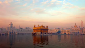 Golden Temple On Foggy Day Wallpaper