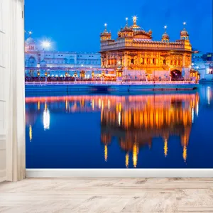 Golden Temple Painted Wall Wallpaper