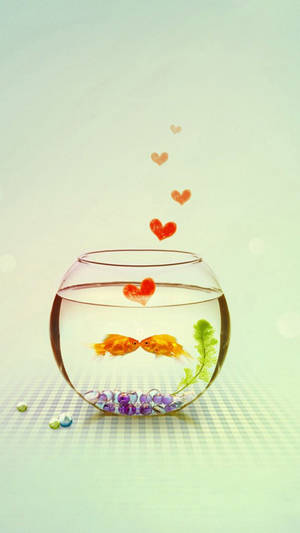 Goldfish Lovers In Bowl Wallpaper