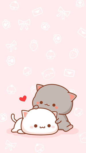 Goma And Peach Cats Kawaii Ipad Wallpaper