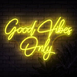 Good Vibes Only Text Neon Yellow Wallpaper