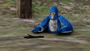 Gorilla Tag Blue Player With Twig Wallpaper
