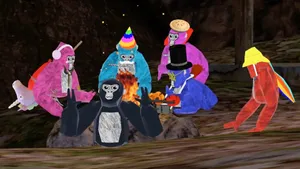 Gorilla Tag Colorful Players Gathering Wallpaper