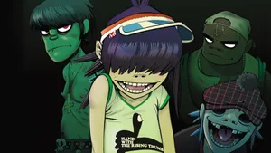 Gorillaz 2-d And Noodle Smiles Wallpaper