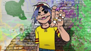 Gorillaz 2-d Graffiti Background Wallpaper