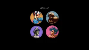 Gorillaz Four Circles In Black Wallpaper