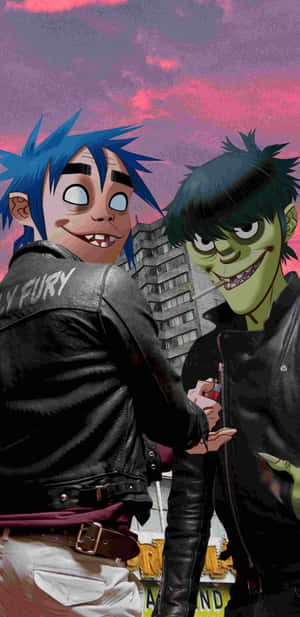 Gorillaz Iphone 2d And Murdoc Leather Jackets Wallpaper