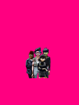 Gorillaz Iphone Band Members Pink Wallpaper