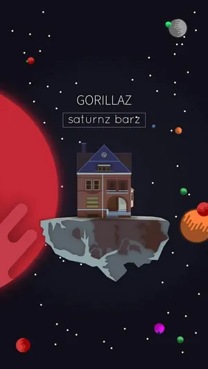 Gorillaz Iphone Saturn Barz Floating House Wallpaper