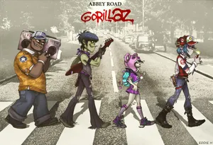 Gorillaz On Abbey Road Wallpaper