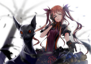 Gothic Anime Girl With Cat Wallpaper
