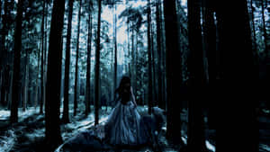 Gothic Computer Girl In Forest Wallpaper