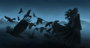 Gothic Computer Goth Girl With Crows Wallpaper