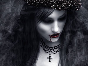 Gothic Vampire Woman Necklace Wallpaper