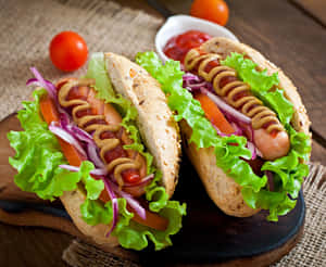 Gourmet Hot Dogswith Fresh Toppings.jpg Wallpaper