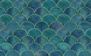 Gradient Teal Scale Pattern Wallpaper