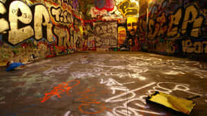 Graffiti Wall Art Extending To The Ground Wallpaper