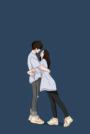 Graphic Art Cute Couple In Love Wallpaper