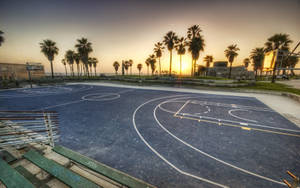 Gray Basketball Court In Los Angeles Wallpaper