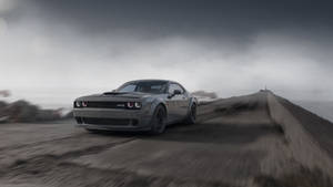 Gray Dodge Challenger Demon 4k On A Smoky Road Wallpaper