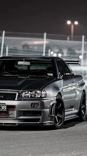 Gray Jdm Nissan Skyline Close Up Wallpaper