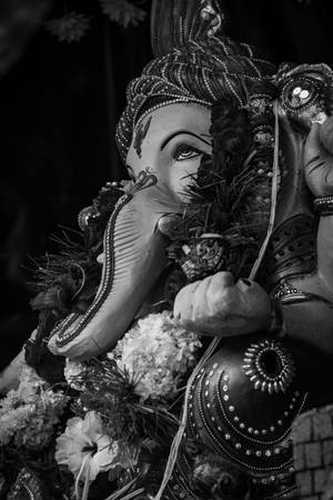 Grayscale Ganesh Mobile Wallpaper