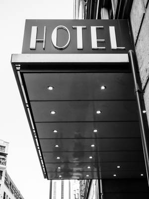 Grayscale Hotel Sign Wallpaper
