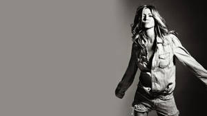 Grayscale Jennifer Aniston Denim Wallpaper