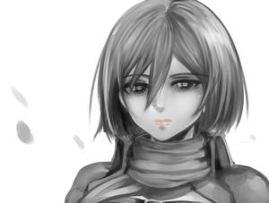 Grayscale Mikasa Cute Art Wallpaper