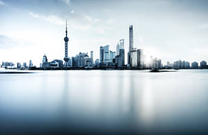 Grayscale Shanghai City Wallpaper