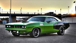 Green 1971 Plymouth Hemi Barracuda Wallpaper