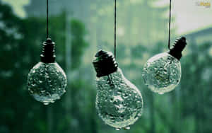 Green Aesthetic Desktop Light Bulbs Wallpaper