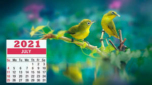 Green Birds July 2021 Calendar Wallpaper