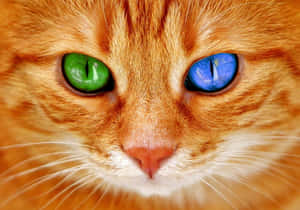 Green & Blue Cat Eyes Orange Tabby Wallpaper
