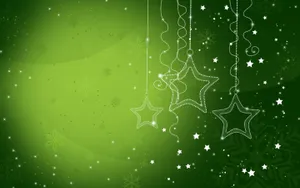 Green Christmas Hanging White Stars Wallpaper