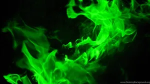 Green Fire On Black Wallpaper