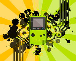 Green Game Boy Color On Abstract Art Wallpaper