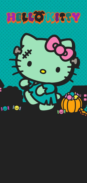 Green Hello Kitty Halloween Zombie Wallpaper