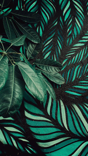 Green Leaves On Plants Wall Mural Wallpaper