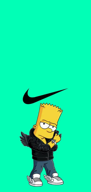 Green Nike Cartoon Bart Simpson Wallpaper