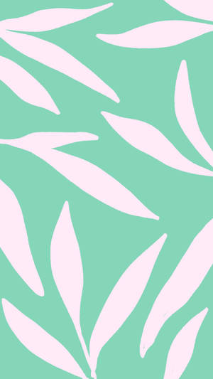 Green Pastel Minimalist Plant Art Wallpaper