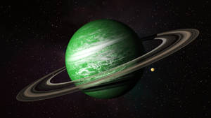 Green Planet With Rings Wallpaper