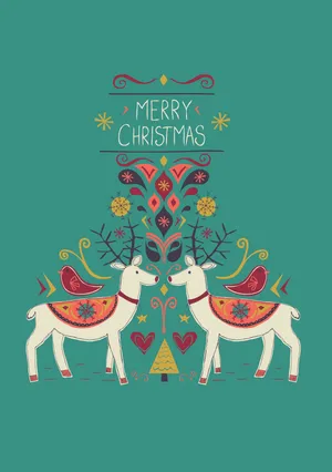 Green Reindeer Merry Christmas Iphone Wallpaper