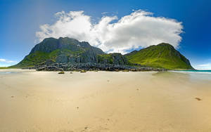 Green Rocky Mountain Beach Desktop Wallpaper