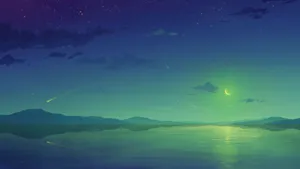 Green Sky And The Moon Wallpaper