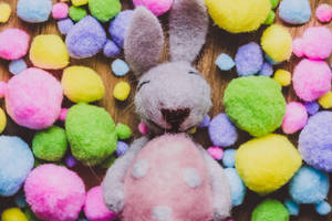 Grey Easter Bunny Plush Toy Wallpaper
