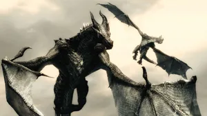 Greyscale Flying Dragon Wallpaper