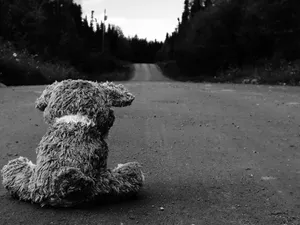 Greyscale Teddy Bear Emo Wallpaper
