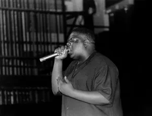 Greyscale The Notorious Big Singing Wallpaper