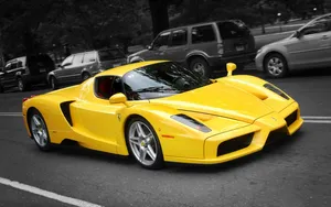Greyscale Top 10 Car Yellow Ferrari Enzo Wallpaper